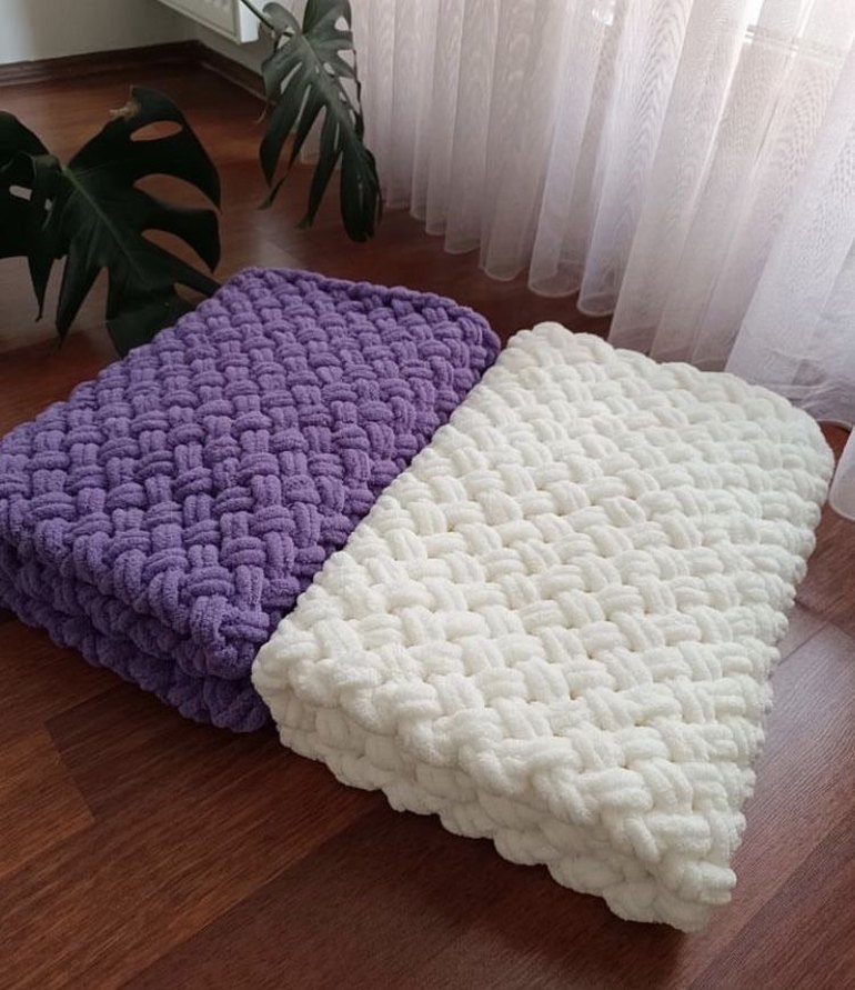 Mavi Örgü Çocuk Battaniyesi - Görsel 2