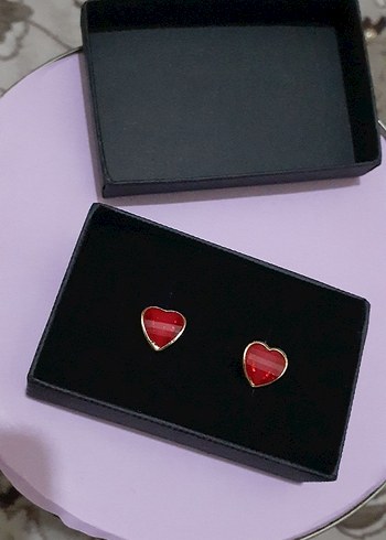 Kırmızı Mini Kalp Küpe
