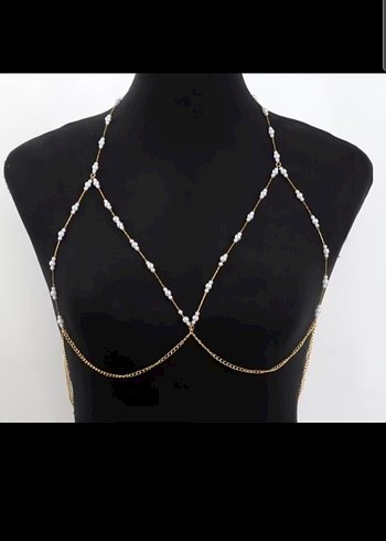 Kadın Parlak Altın Zincir Detaylı Vücut Takısı - Görsel 2