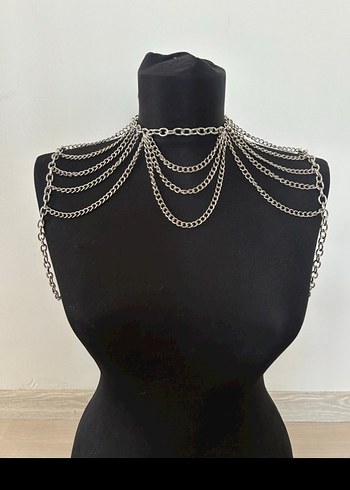 Zincir Detaylı Kadın Vücut Kolye - Görsel 3