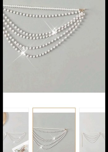 Beyaz Boncuklu Kadın Vücut Zinciri - Görsel 3