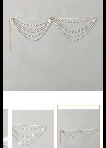 Beyaz Boncuklu Kadın Vücut Zinciri - Görsel 4