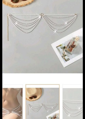 Beyaz Boncuklu Kadın Vücut Zinciri - Görsel 2