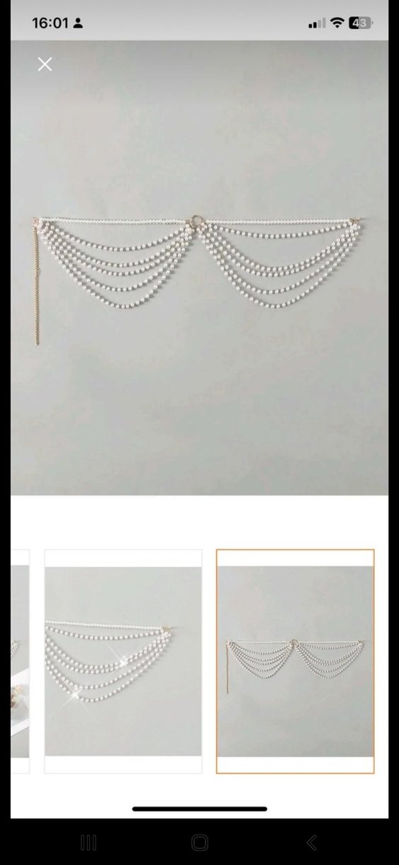 Beyaz Boncuklu Kadın Vücut Zinciri - Görsel 4