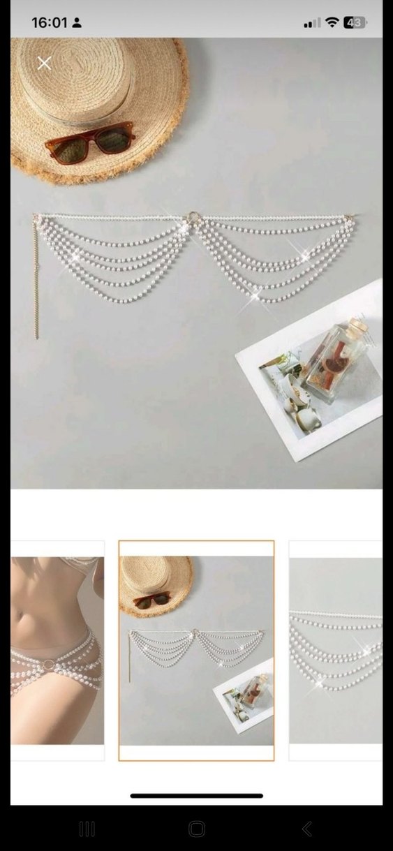 Beyaz Boncuklu Kadın Vücut Zinciri - Görsel 2