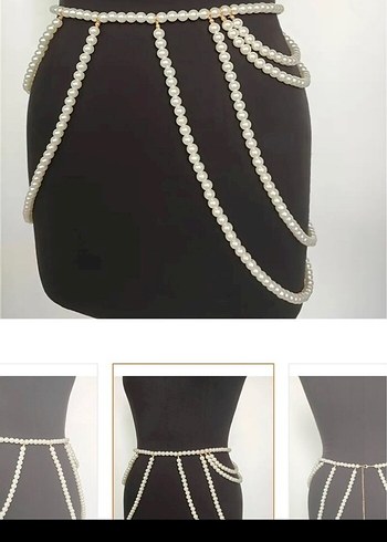 İnci Detaylı Beyaz Vücut Zinciri - Görsel 2