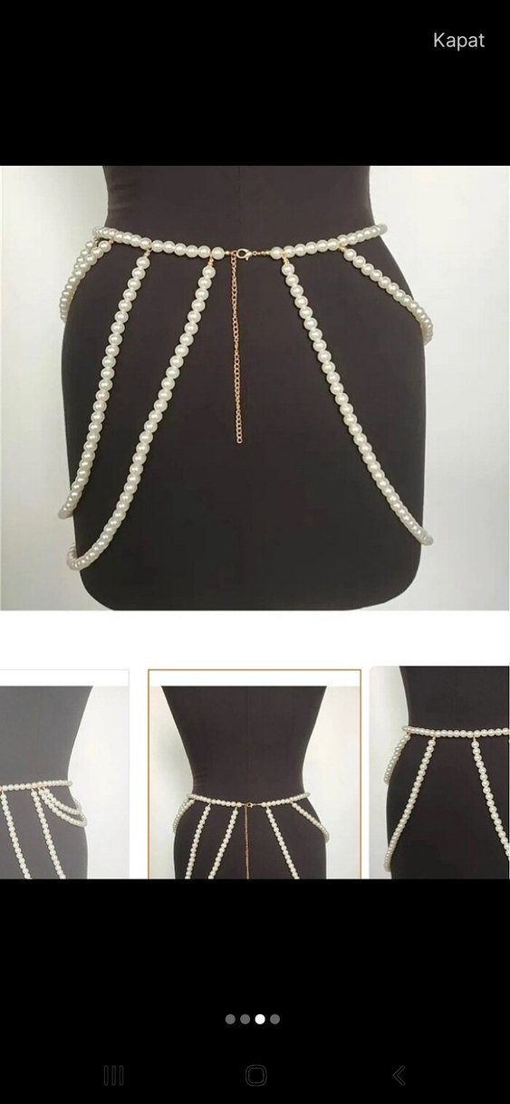 İnci Detaylı Beyaz Vücut Zinciri - Görsel 3