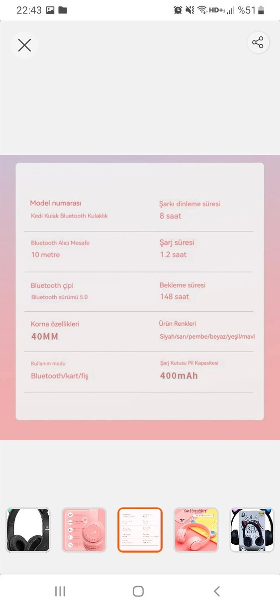 Kedi Kulaklı Siyah Kablosuz Kulaklık - Görsel 5