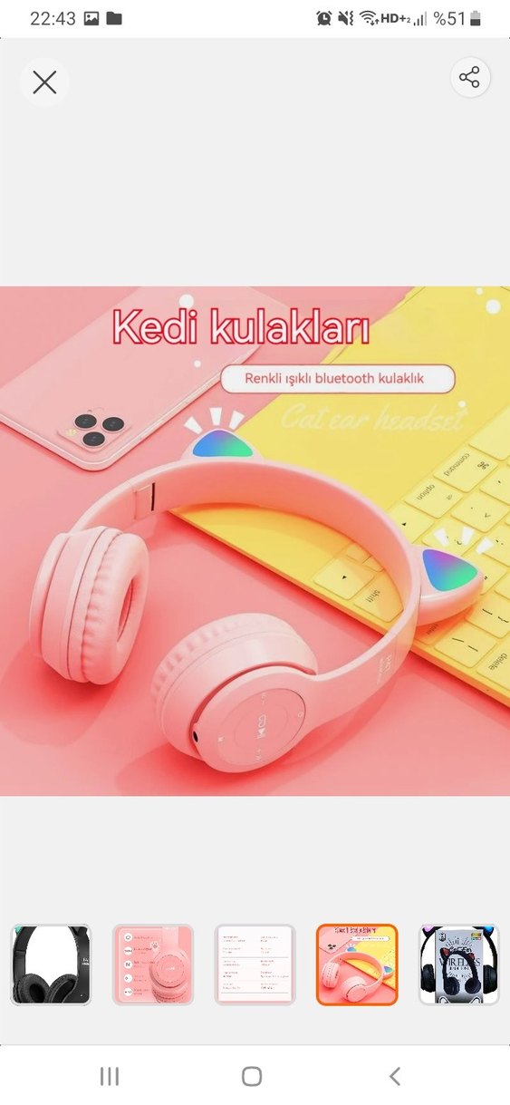 Kedi Kulaklı Siyah Kablosuz Kulaklık - Görsel 4