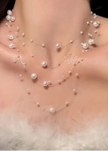 İnci İşlemeli Mini Bohem Kadın Kolye - Görsel 5