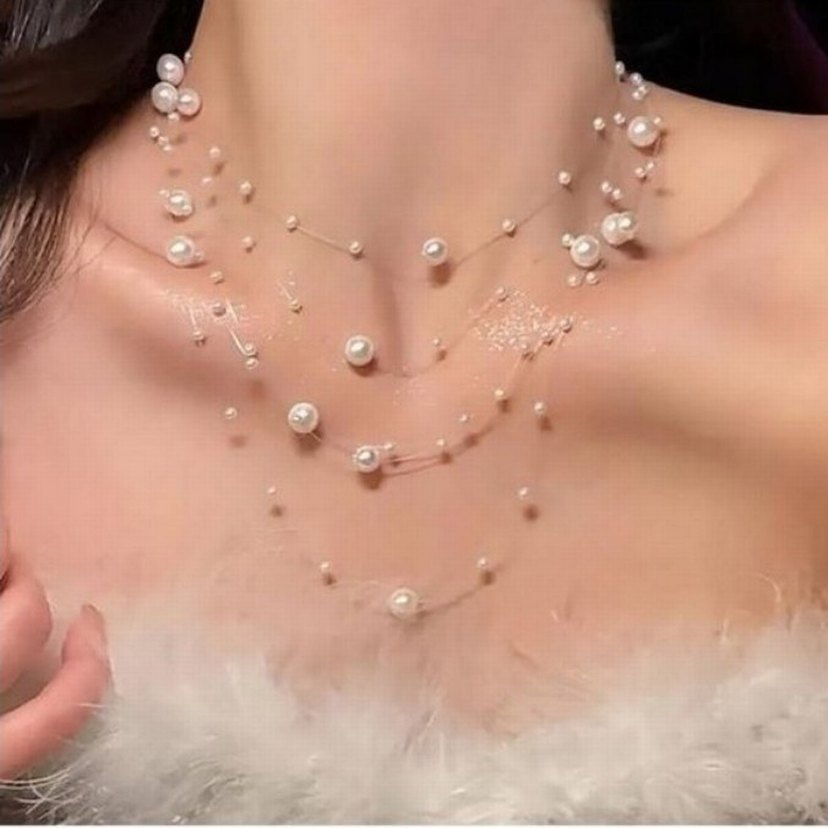 İnci İşlemeli Mini Bohem Kadın Kolye - Görsel 5