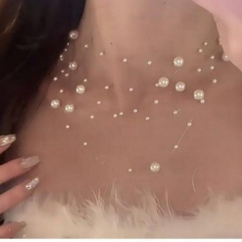 İnci İşlemeli Mini Bohem Kadın Kolye - Görsel 3