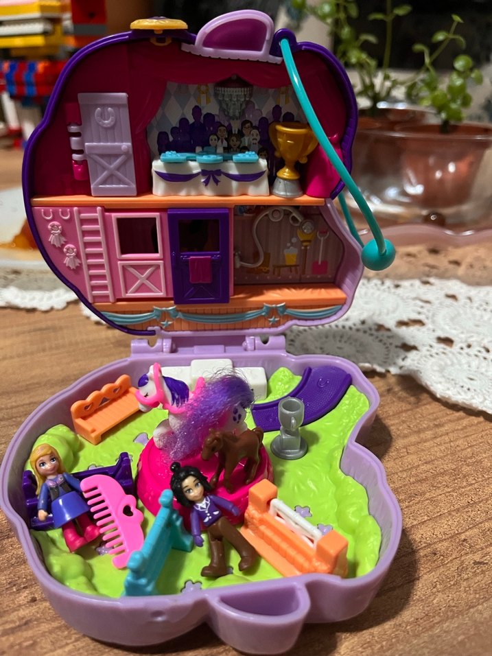 Unicornlu polly pocket Mor Küçük Oyun Seti - Mini Figürlü - Görsel 4