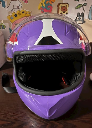 Mor Baskılı Çocuk Motor Kaskı - Görsel 2