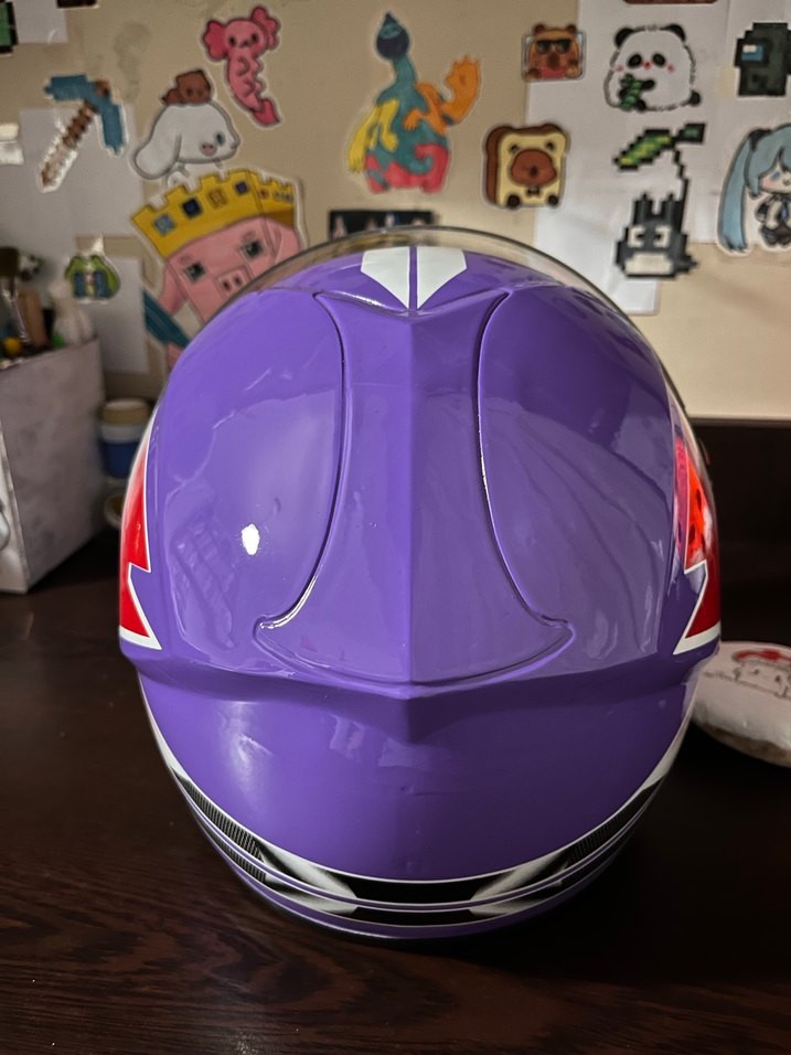 Mor Baskılı Çocuk Motor Kaskı - Görsel 5