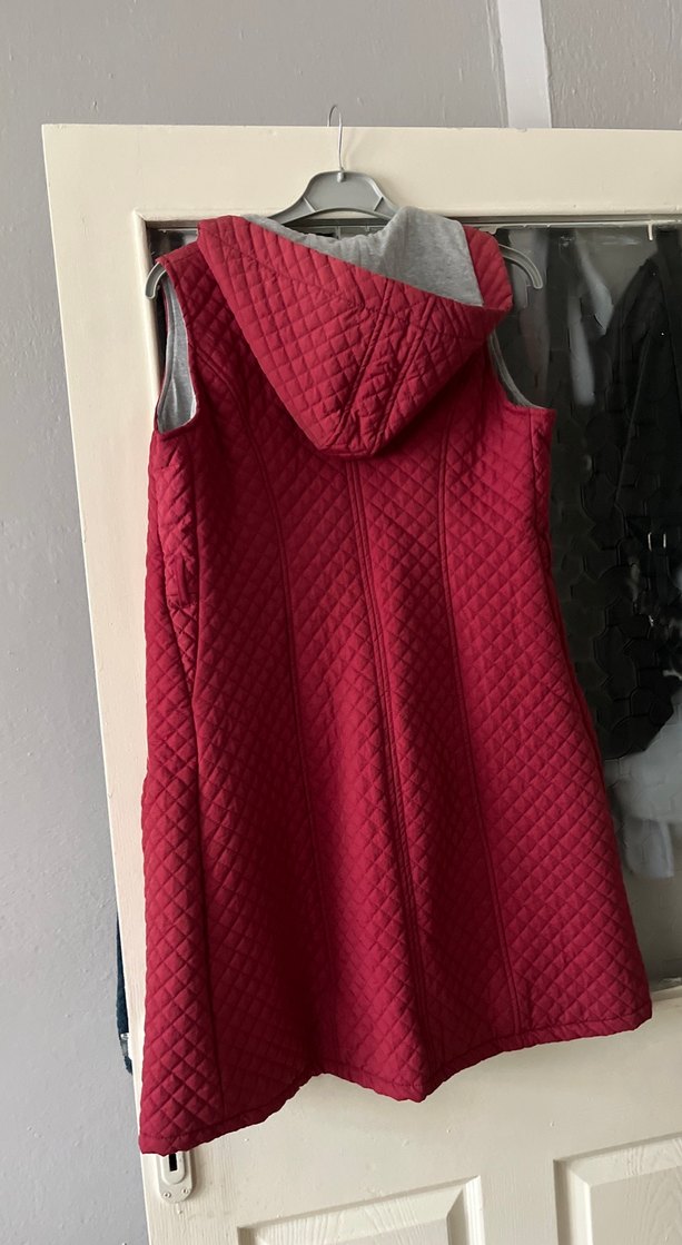 Bordo Kapüşonlu kapitone Fermuarlı Kadın Yelek - Görsel 4