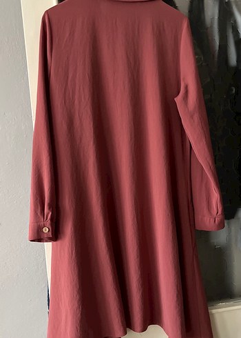 Düğmeli Bordo Uzun Tunik - Görsel 5