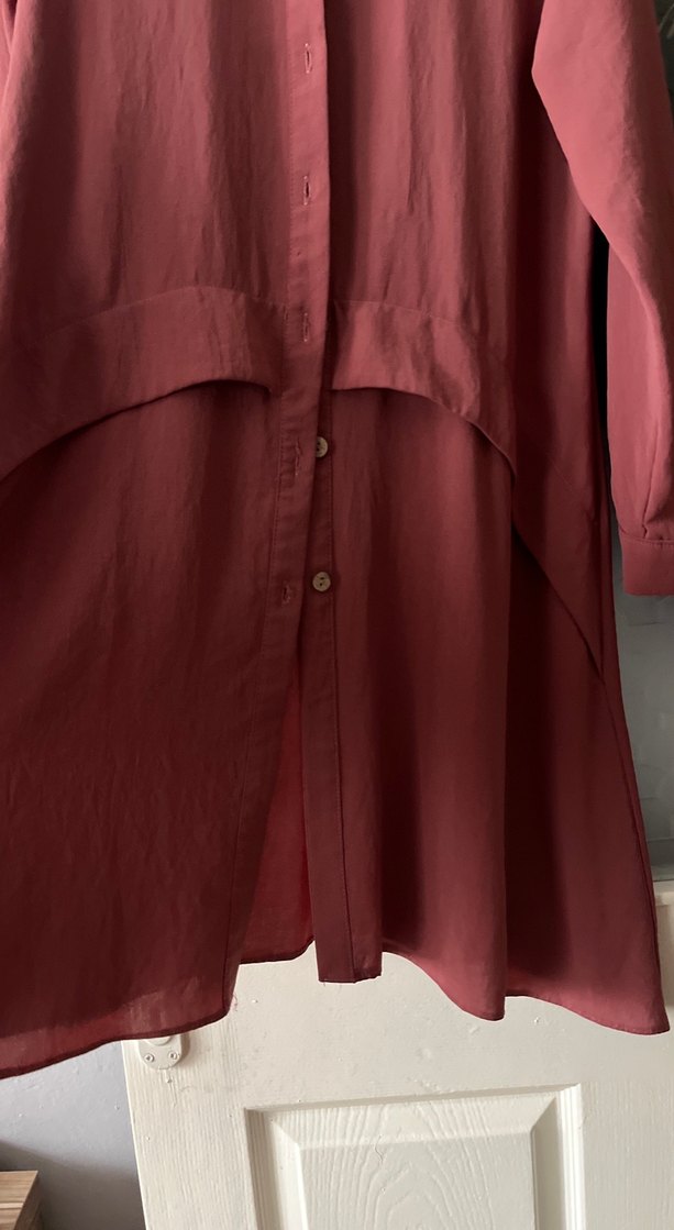 Düğmeli Bordo Uzun Tunik - Görsel 3