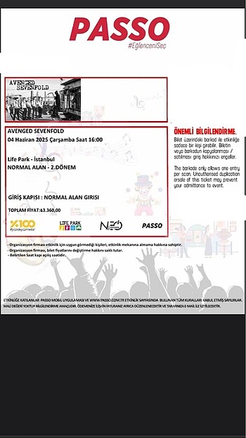 Avenged Sevenfold konser bileti