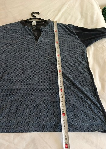 Düğmeli V Yaka Erkek Mavi Gri Pijama Takımı - Görsel 3