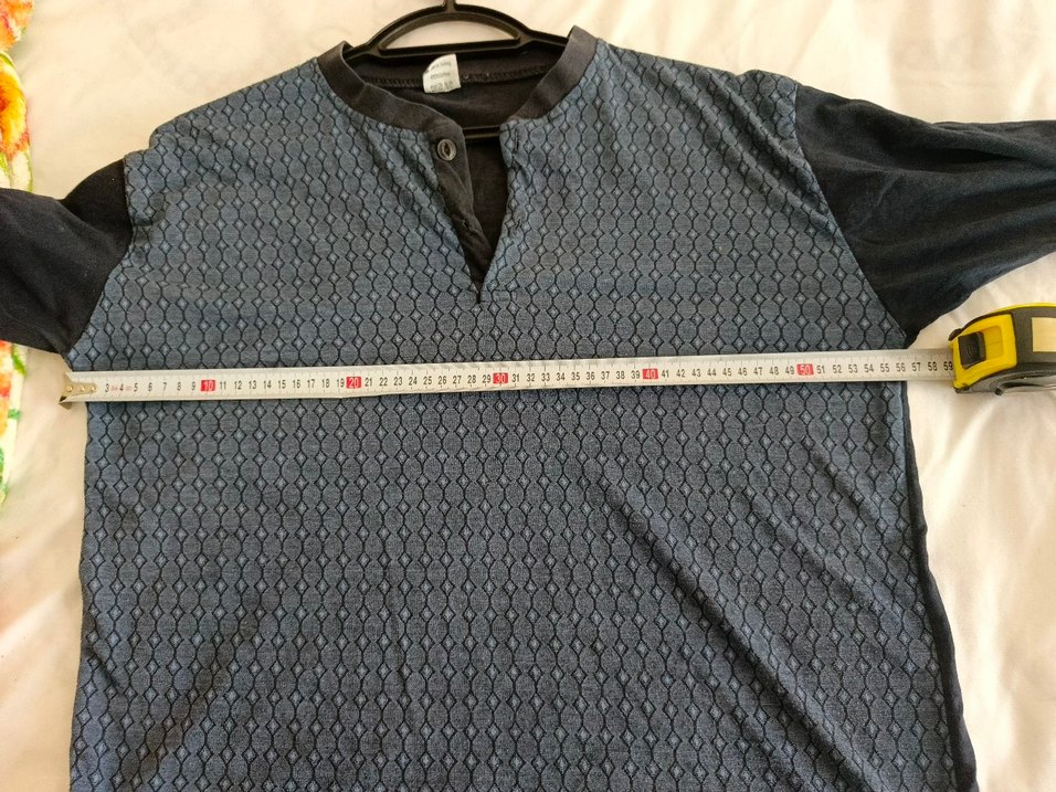 Düğmeli V Yaka Erkek Mavi Gri Pijama Takımı - Görsel 5