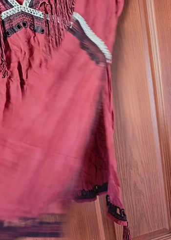 Püsküllü Bordo Bohem Hamile Tunik - Görsel 3