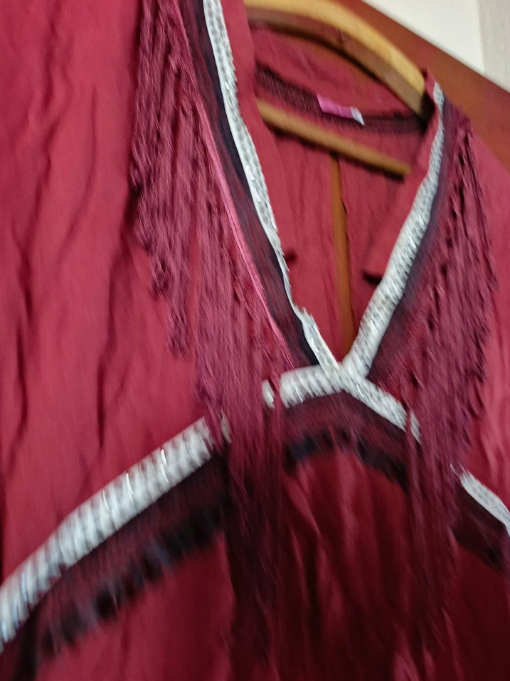 Püsküllü Bordo Bohem Hamile Tunik - Görsel 4