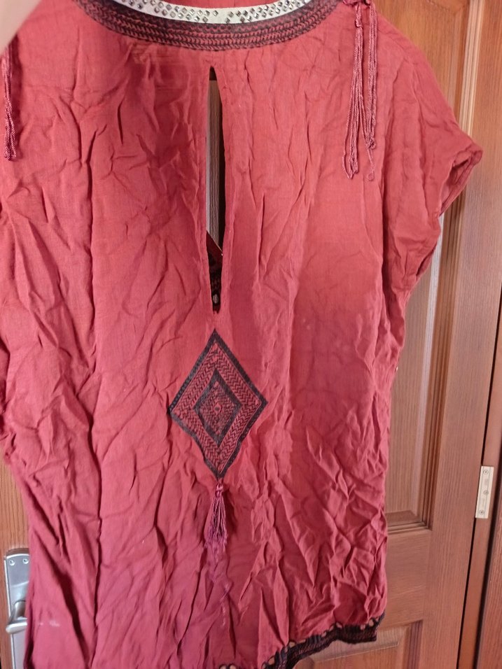 Püsküllü Bordo Bohem Hamile Tunik - Görsel 2