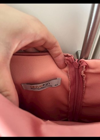 xxl Beden pembe Renk Pudra Pembe Drapeli Uzun Hamile Abiye Elbise