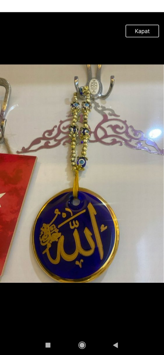 Altın Renkli Boncuklu Allah Yazılı Kadın  asmalı süs - Görsel 3