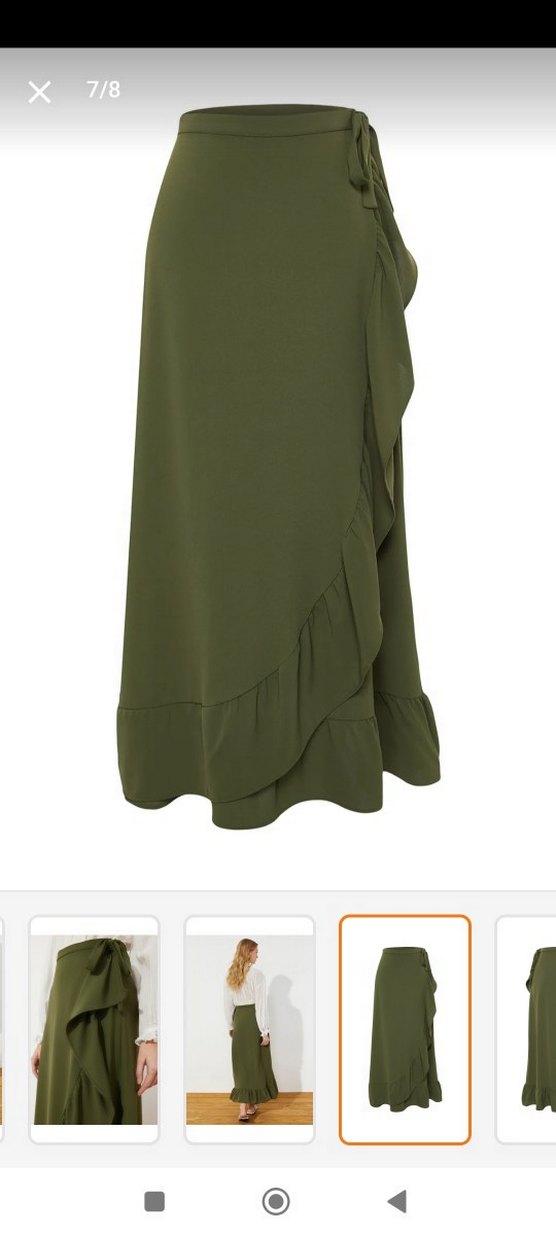 Drapeli Haki Uzun Etek - Görsel 2