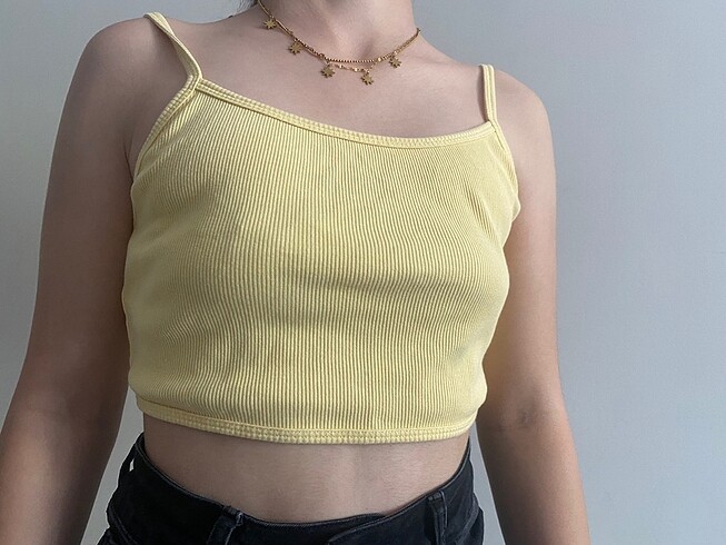 Trendyol & Milla Sarı fitilli crop