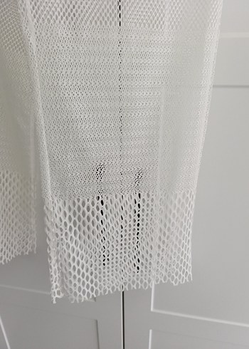 Kadın Beyaz Dantel Detaylı Bol Kesim plaj Pantolon - Görsel 4