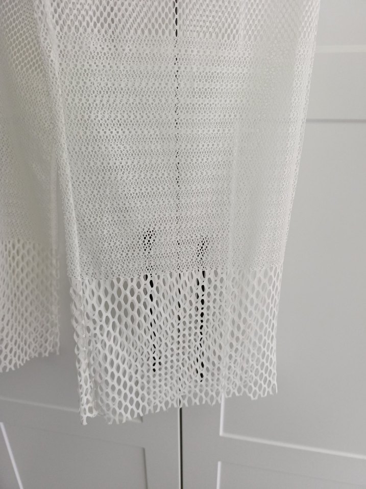 Kadın Beyaz Dantel Detaylı Bol Kesim plaj Pantolon - Görsel 4