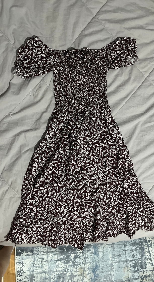 Omuzları Açık Midi Casual Elbise - Görsel 2