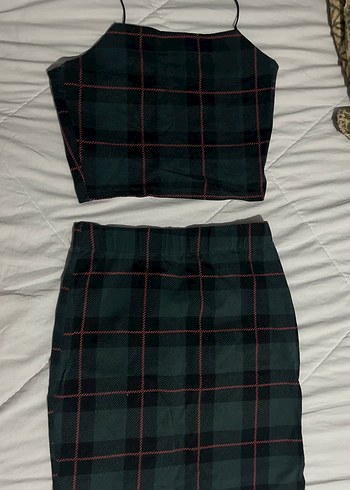 Siyah Haki Kareli Boyundan Askılı Mini Takım - Görsel 2