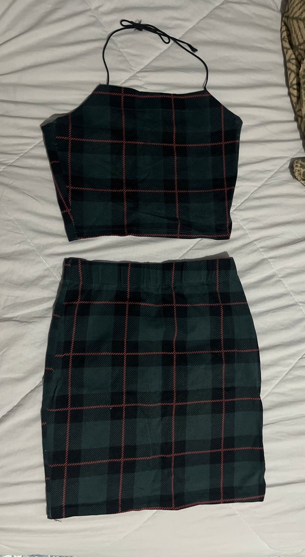 Siyah Haki Kareli Boyundan Askılı Mini Takım - Görsel 2