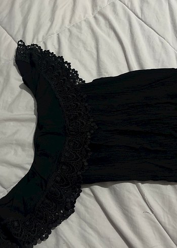 Siyah Dantelli Straplez Uzun Kadın Elbise - Görsel 4