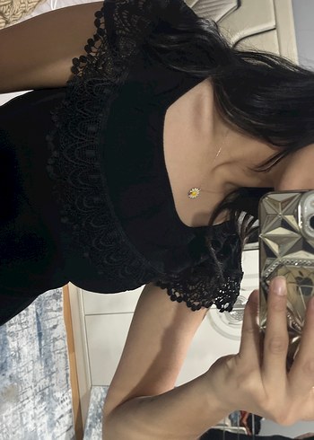 Siyah Dantelli Straplez Uzun Kadın Elbise - Görsel 3