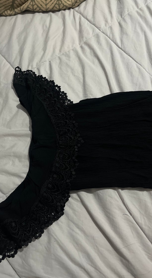 Siyah Dantelli Straplez Uzun Kadın Elbise - Görsel 4