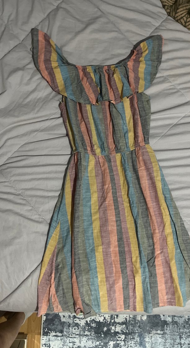 Çizgili Straplez Midi Elbise - Görsel 3