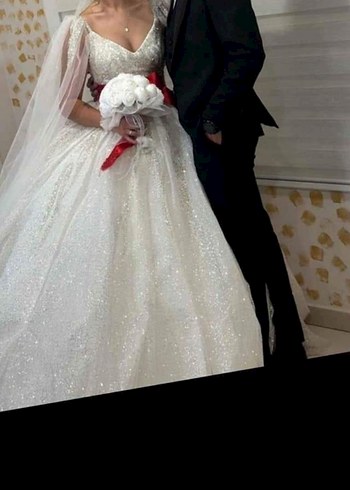 Klasik Elegan Beyaz Prenses Gelinlik - Görsel 5