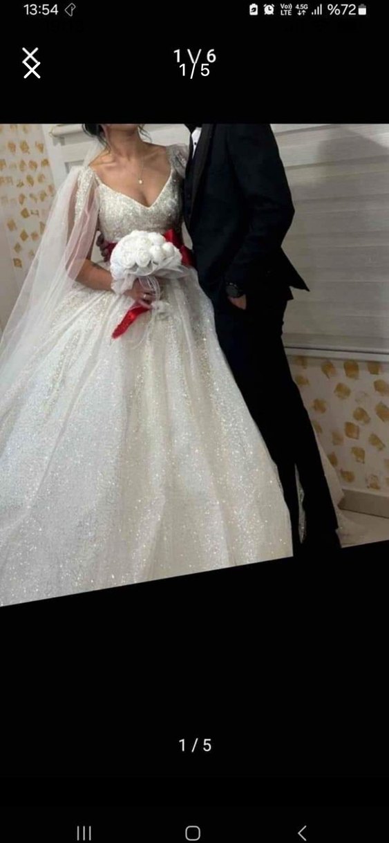 Klasik Elegan Beyaz Prenses Gelinlik - Görsel 5