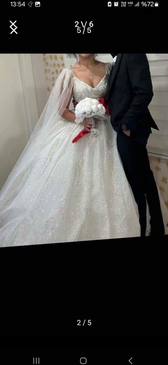 Klasik Elegan Beyaz Prenses Gelinlik - Görsel 4