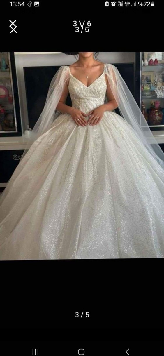 Klasik Elegan Beyaz Prenses Gelinlik - Görsel 3