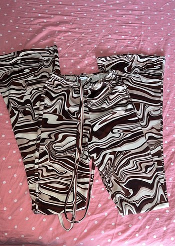 Kadın Kahverengi Tie-Dye İspanyol Paça Pantolon - Görsel 2