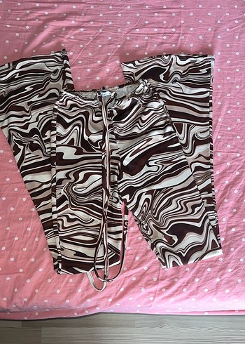 Kadın Kahverengi Tie-Dye İspanyol Paça Pantolon - Görsel 4