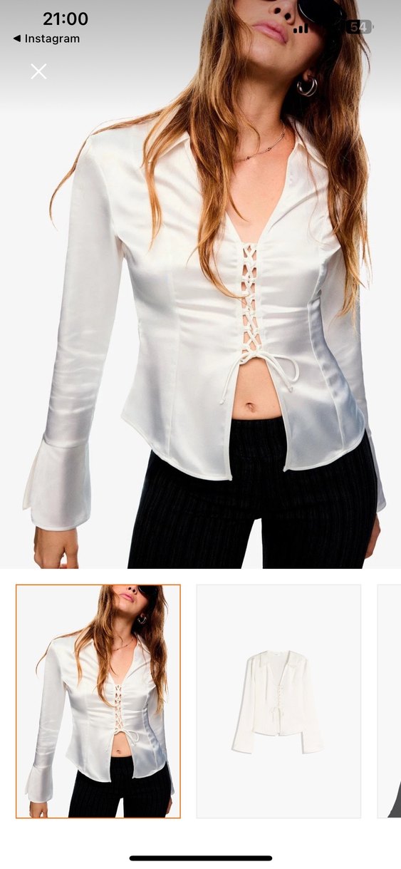 Düğmeli V Yakalı Beyaz Kadın Gömlek - Görsel 2