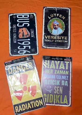 Retro Metal Tabela Seti 4'lü - Görsel 2