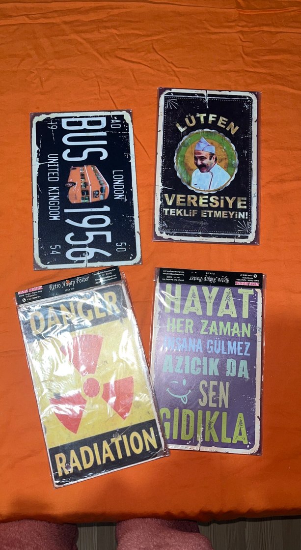 Retro Metal Tabela Seti 4'lü - Görsel 2